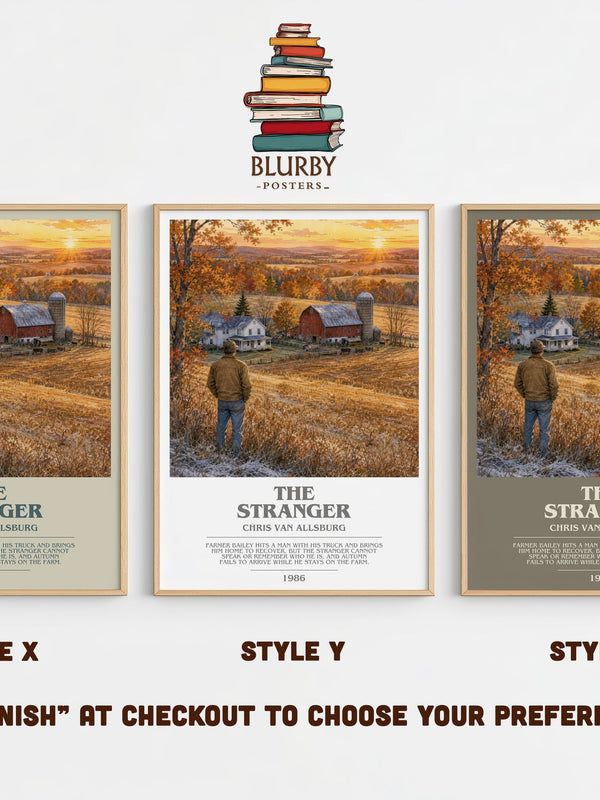 The Stranger bookish print in frame leaning in hallway – childrens wall art