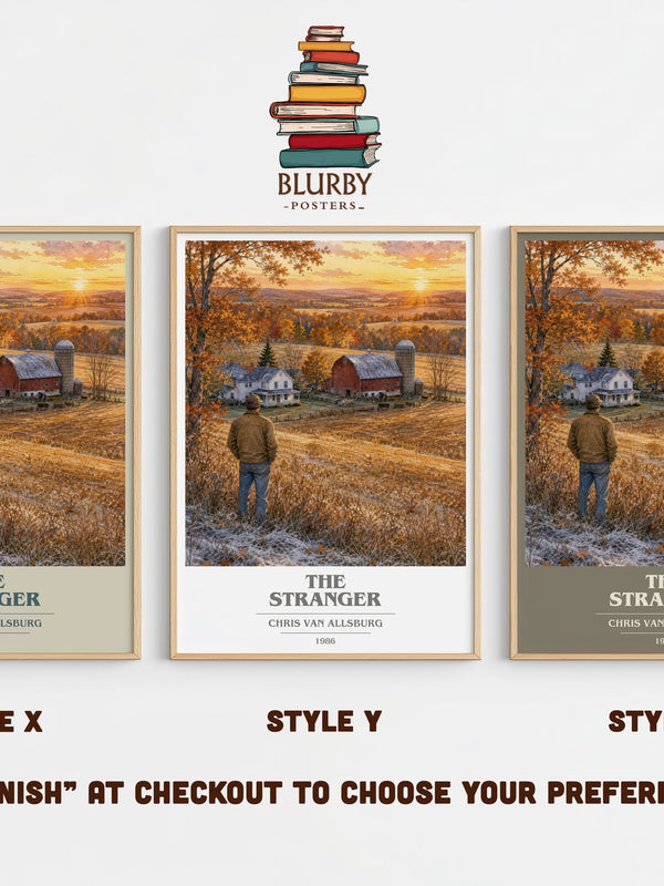The Stranger book cover print in frame leaning in hallway – childrens wall art
