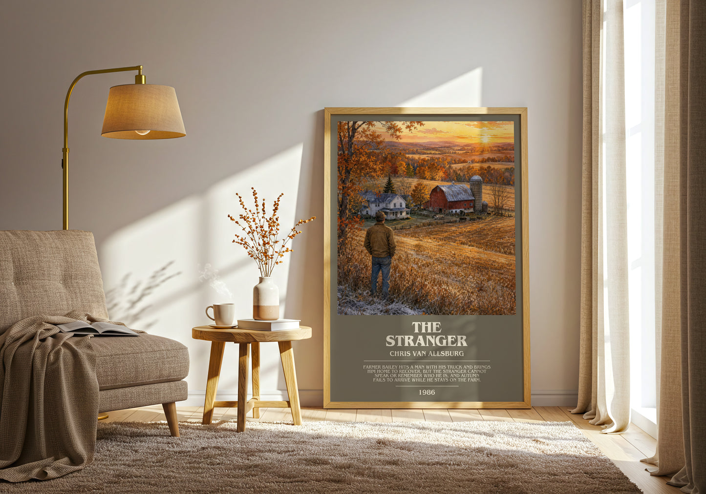 The Stranger bookish print on bookshelf – Chris Van Allsburg fan gift