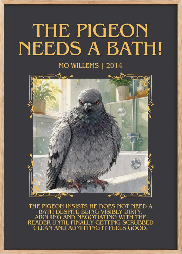 The Pigeon Needs a Bath! Minimalist Book Poster by Mo Willems