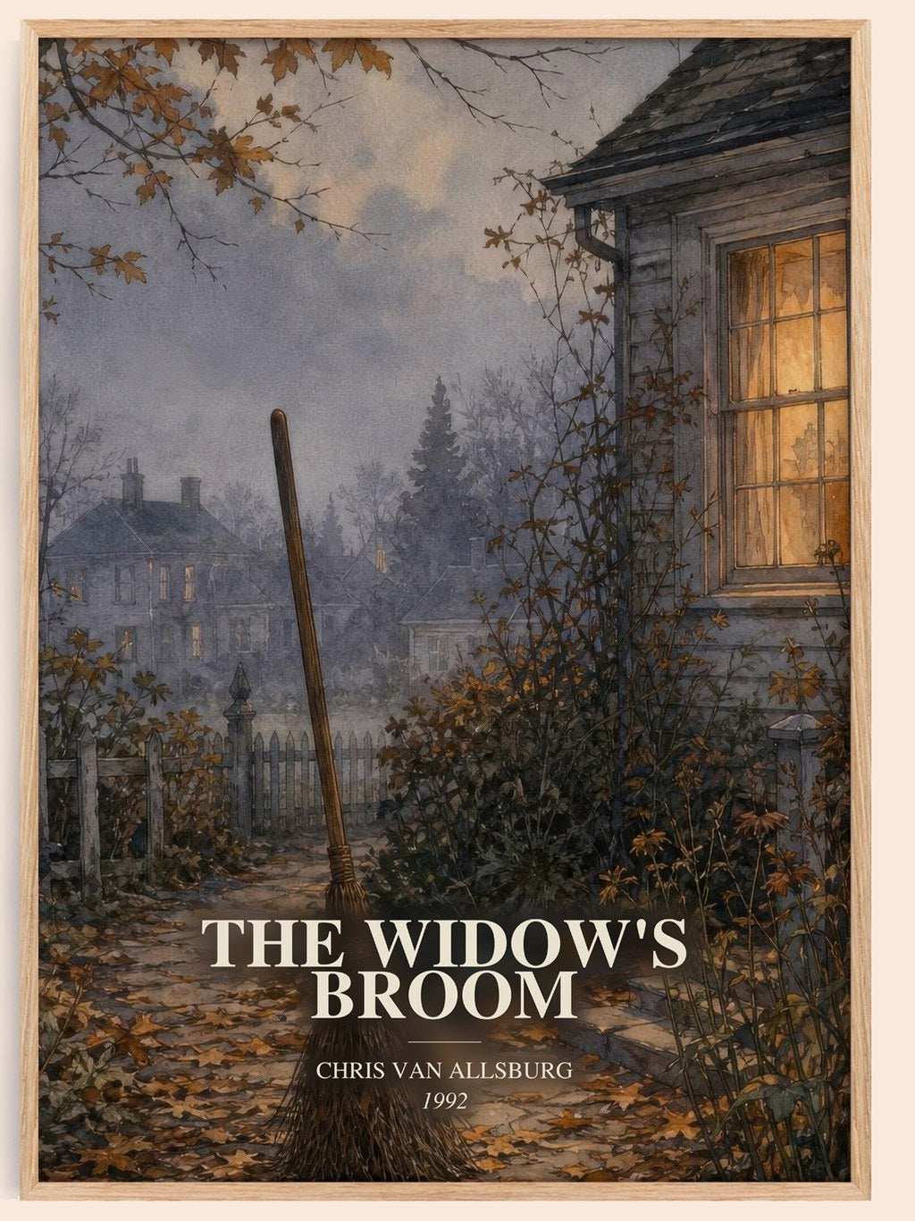 The Widow'S Broom watercolour book poster by Chris Van Allsburg – framed literary art print