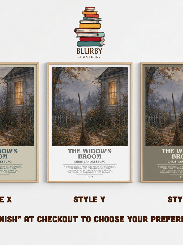 The Widow'S Broom bookish print in frame leaning in hallway – childrens wall art