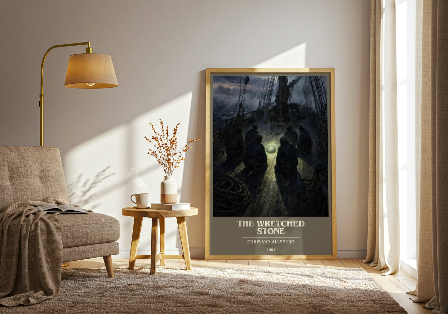 The Wretched Stone book cover print on bookshelf – Chris Van Allsburg fan gift