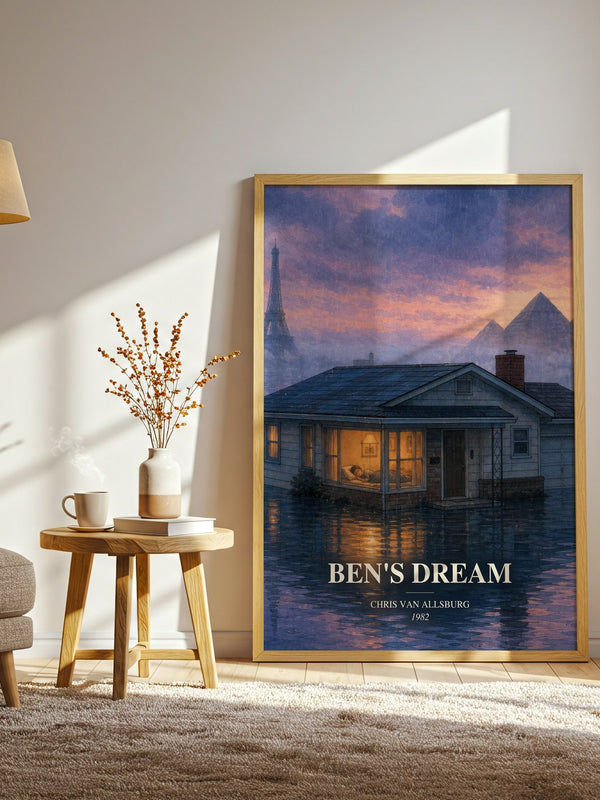 Ben'S Dream watercolour print in frame leaning in hallway – childrens wall art