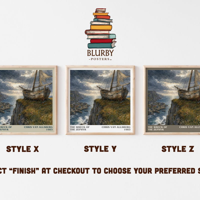 The Wreck Of The Zephyr literary print in frame leaning in hallway – childrens wall art