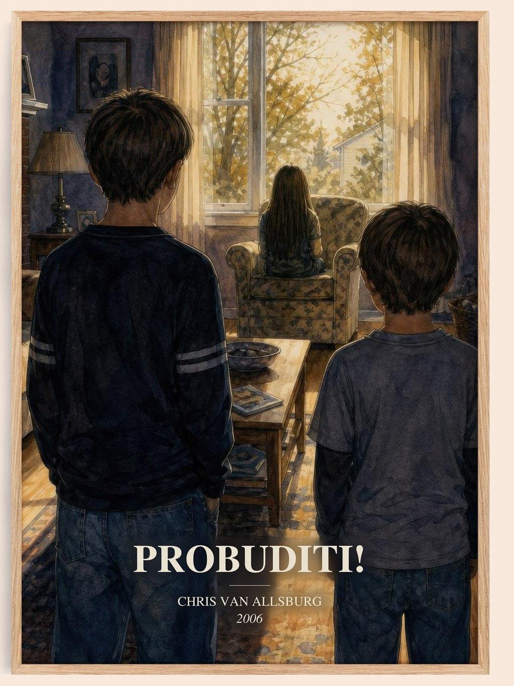 Probuditi! watercolour book poster by Chris Van Allsburg – framed literary art print