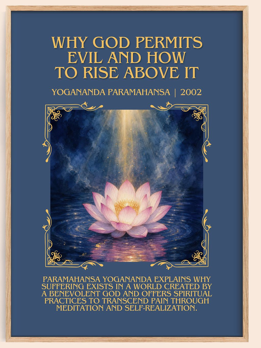 Why god permits evil and how to rise above it Minimalist Book Poster by Yogananda Paramahansa – book poster