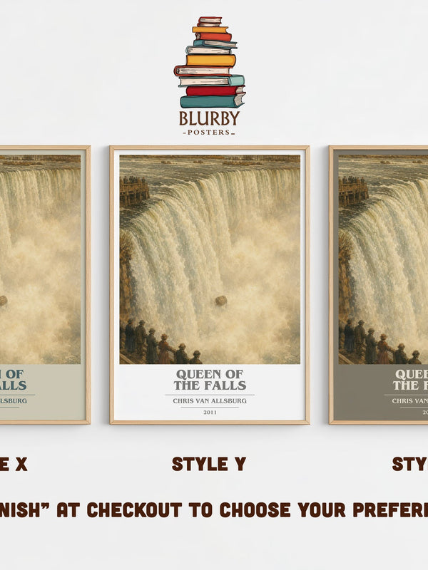 Queen Of The Falls book cover print in frame leaning in hallway – childrens wall art
