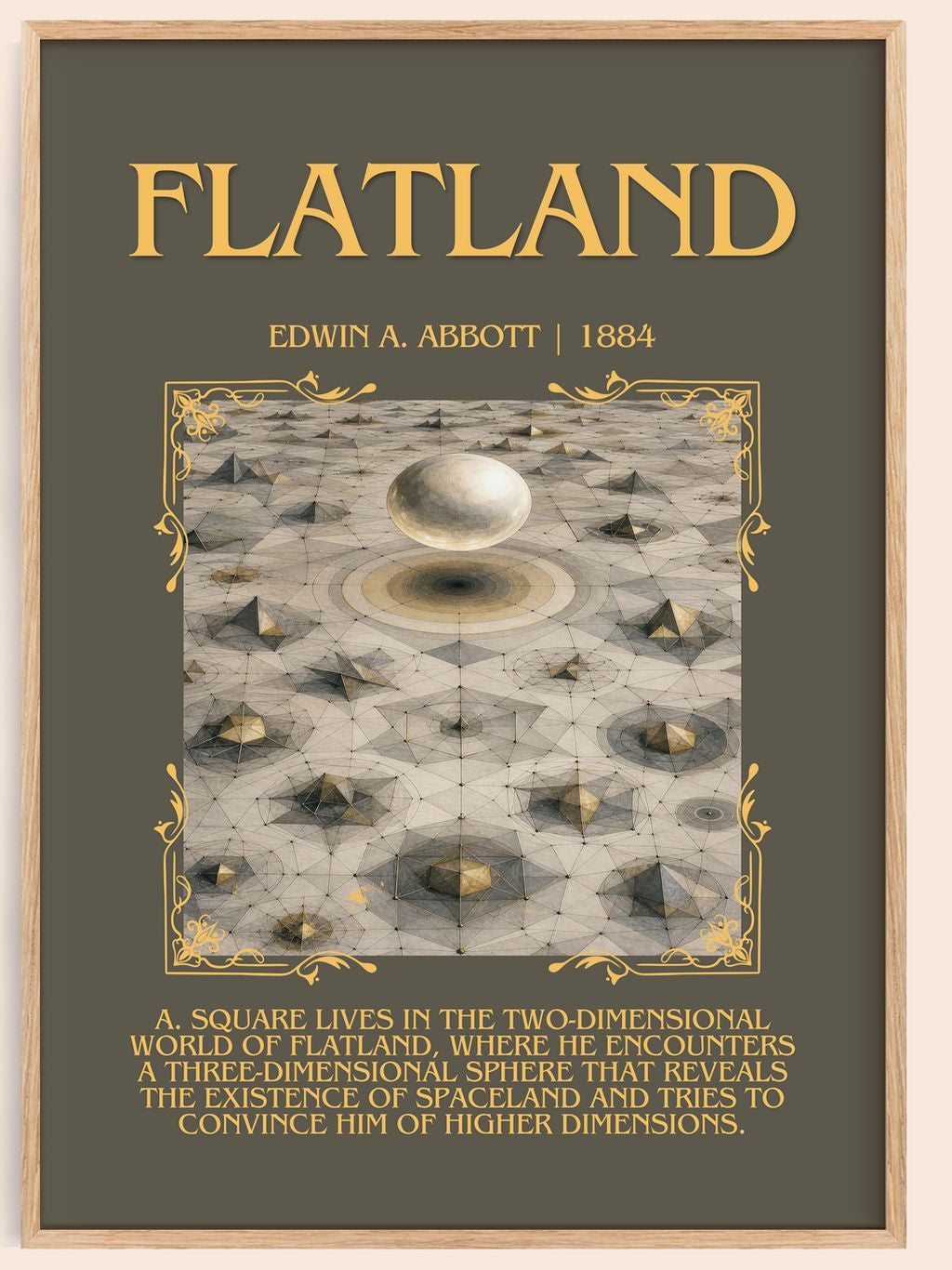 Flatland Minimalist Book Poster by Edwin A. Abbott – book poster
