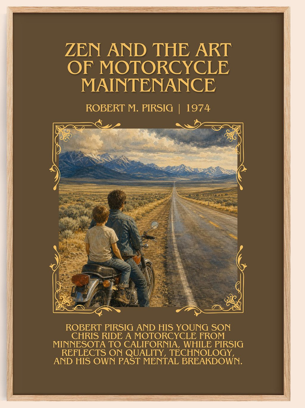Zen and the Art of Motorcycle Maintenance Minimalist Book Poster by Robert M. Pirsig – book poster