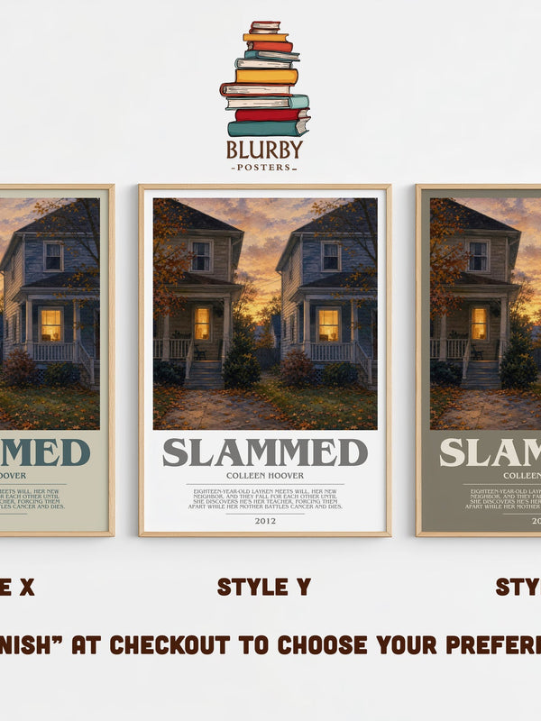 Slammed bookish print in frame leaning in hallway – contemporary fiction wall art