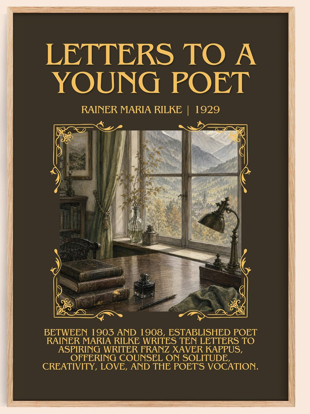 Letters to a Young Poet Minimalist Book Poster by Rainer Maria Rilke – book poster
