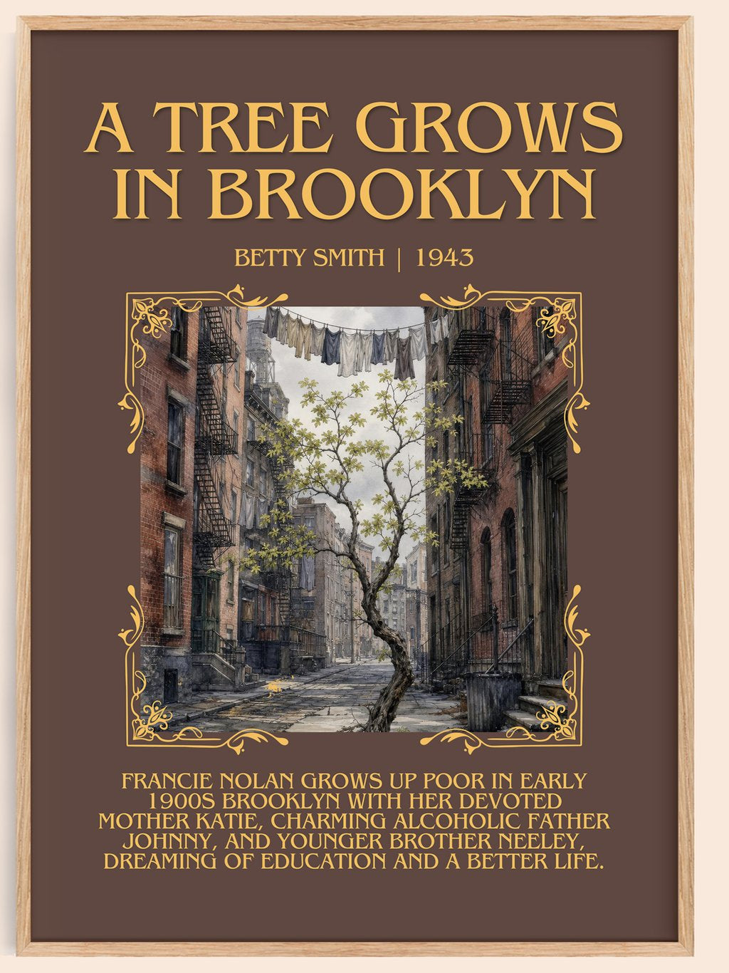 A Tree Grows in Brooklyn Minimalist Book Poster by Betty Smith – book poster