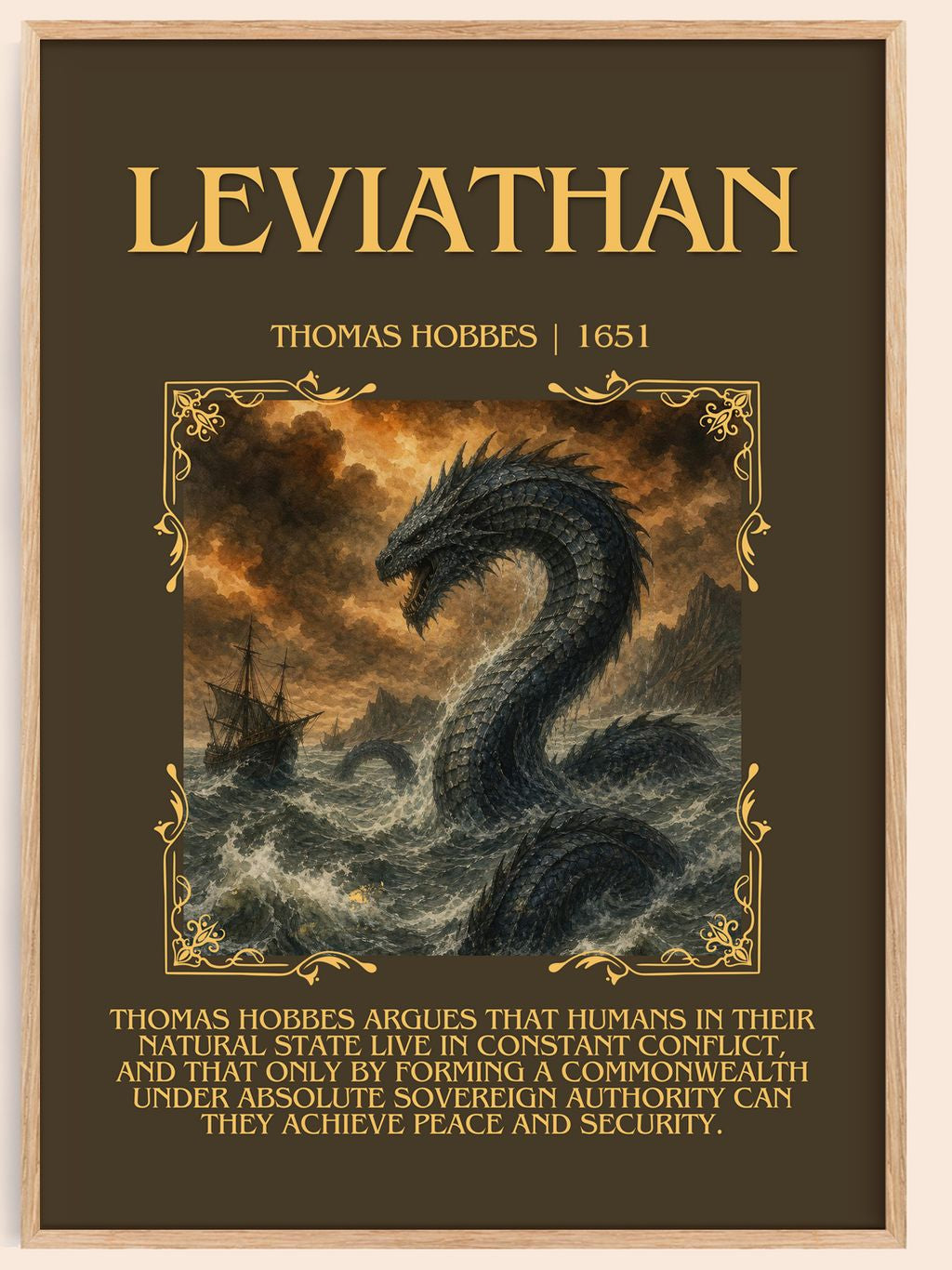 Leviathan Minimalist Book Poster by Thomas Hobbes – book poster