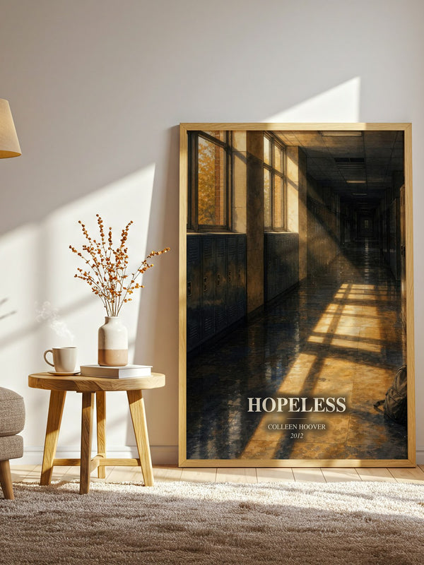 Hopeless watercolour print in frame leaning in hallway – romance wall art
