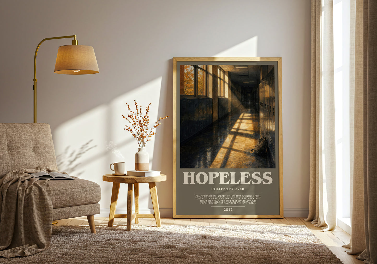 Hopeless bookish print on bookshelf – Colleen Hoover fan gift