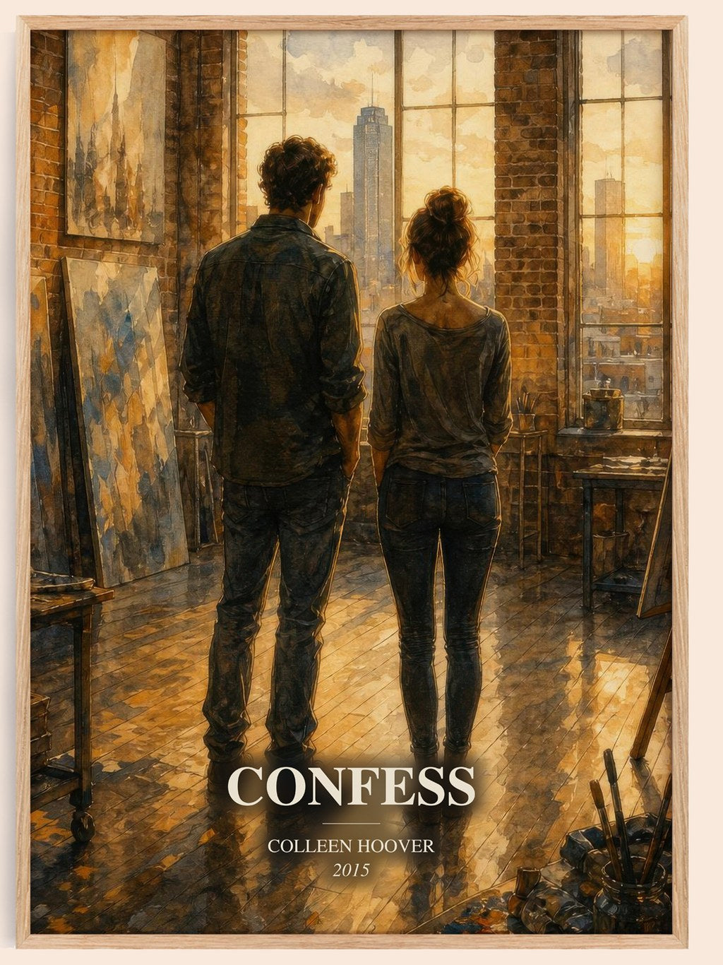 Confess watercolour book poster by Colleen Hoover – framed literary art print