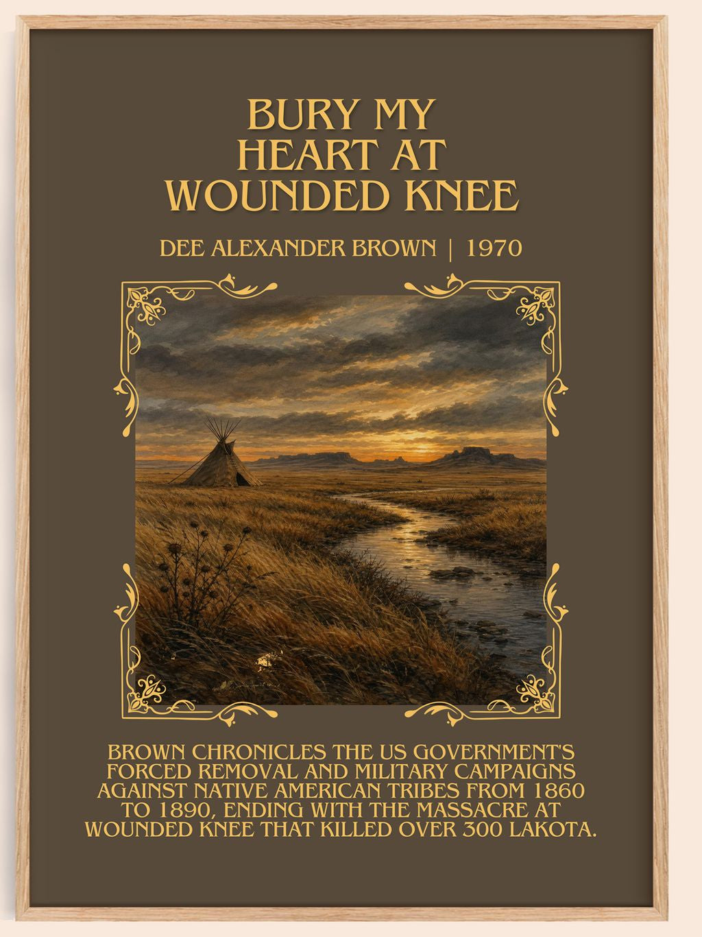 Bury My Heart at Wounded Knee Minimalist Book Poster by D. Brown – book poster