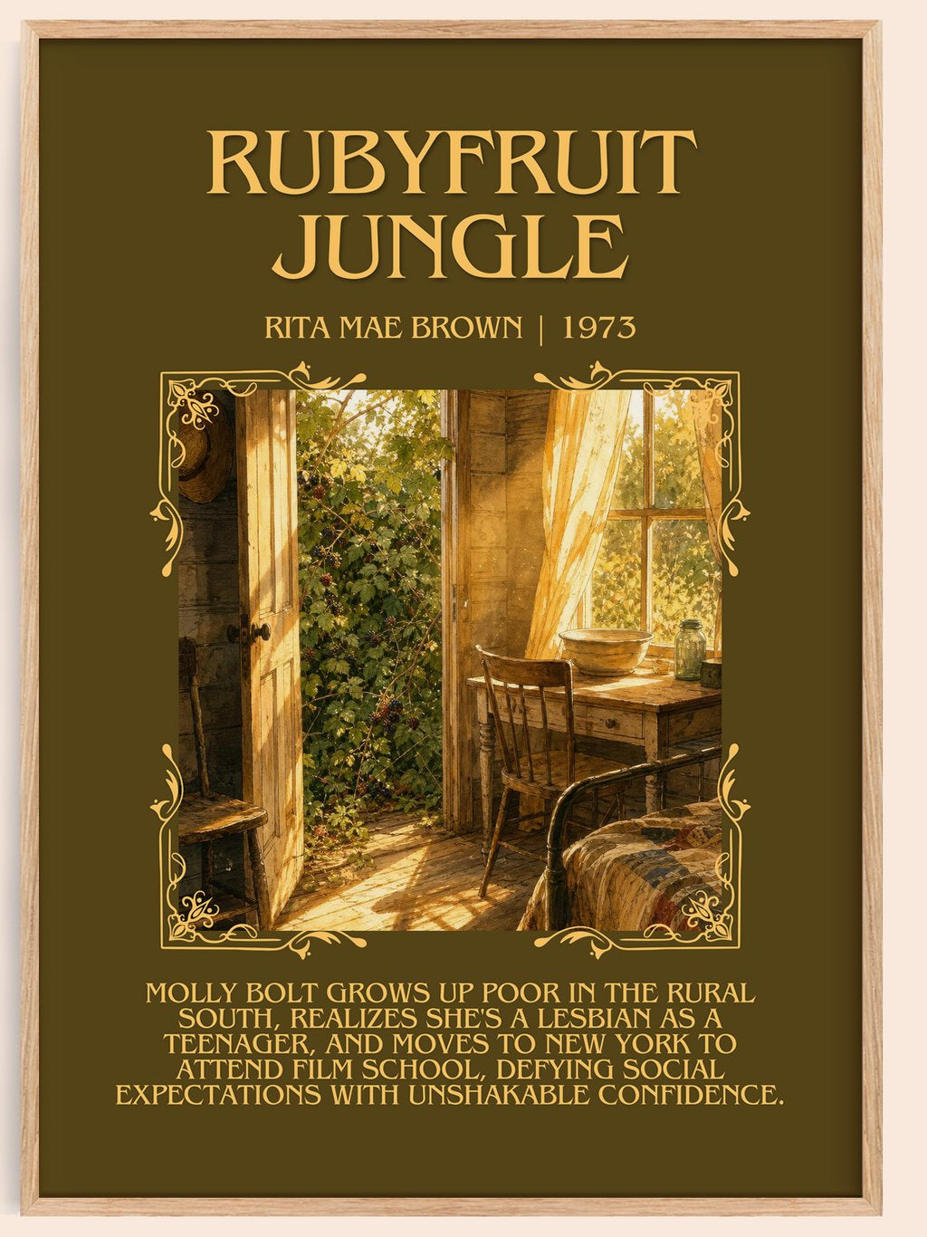 Rubyfruit Jungle Minimalist Book Poster by Rita Mae Brown – book poster