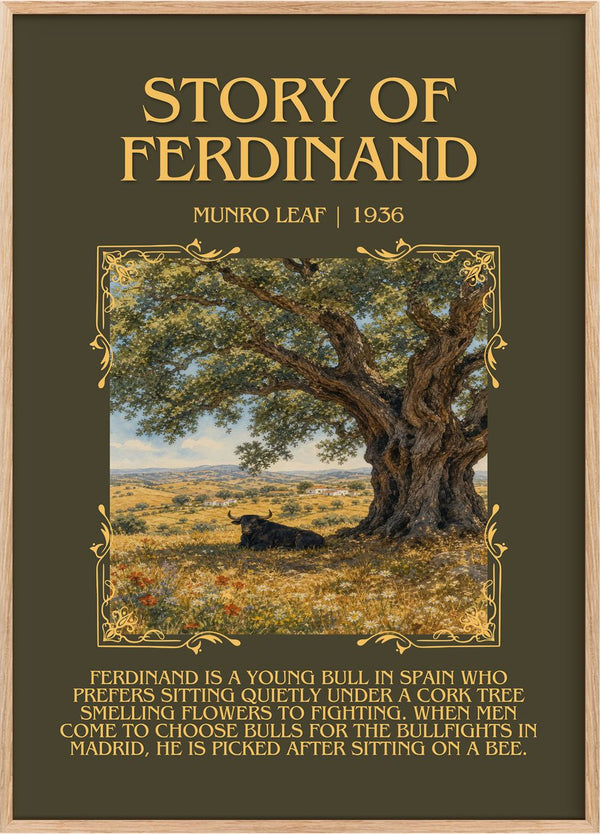 Story of Ferdinand Minimalist Book Poster by Munro Leaf