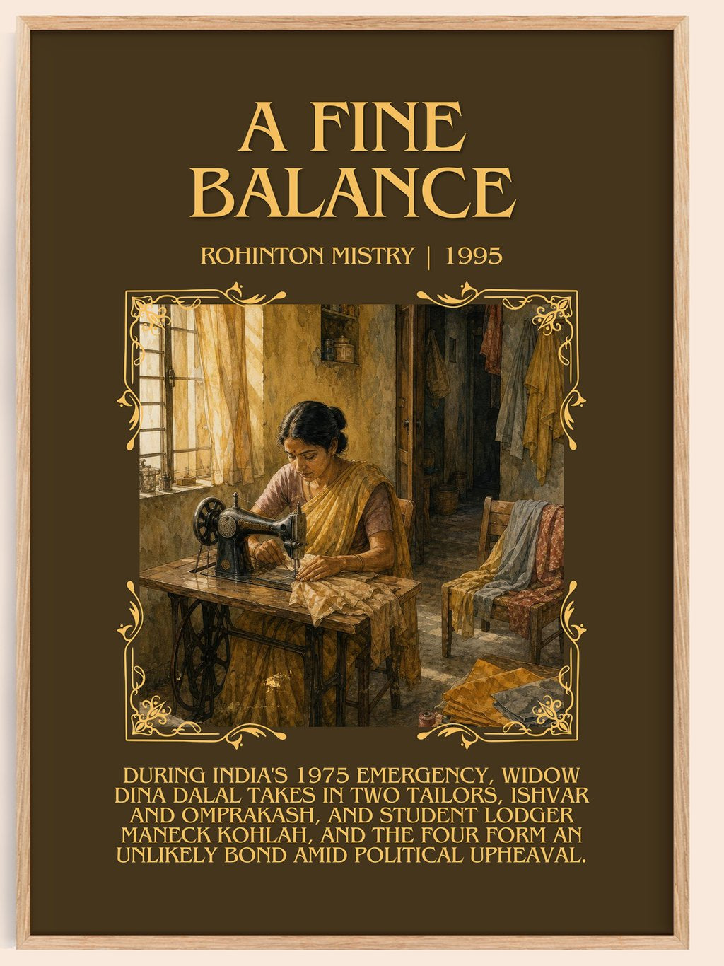 A Fine Balance Minimalist Book Poster by Rohinton Mistry – book poster