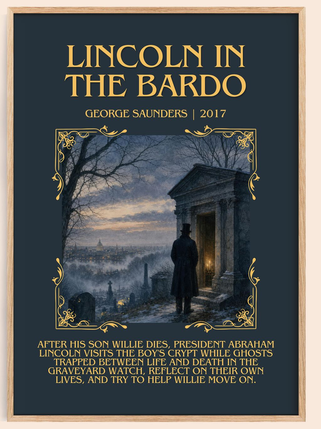 Lincoln in the Bardo Minimalist Book Poster by George Saunders – book poster