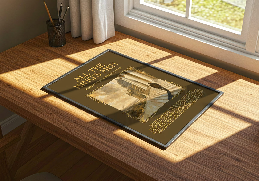 All the King's Men Minimalist Book Poster by Robert Penn Warren – print on a sunlit desk