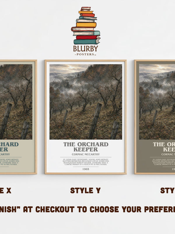 The Orchard Keeper bookish print in frame leaning in hallway – literary fiction wall art