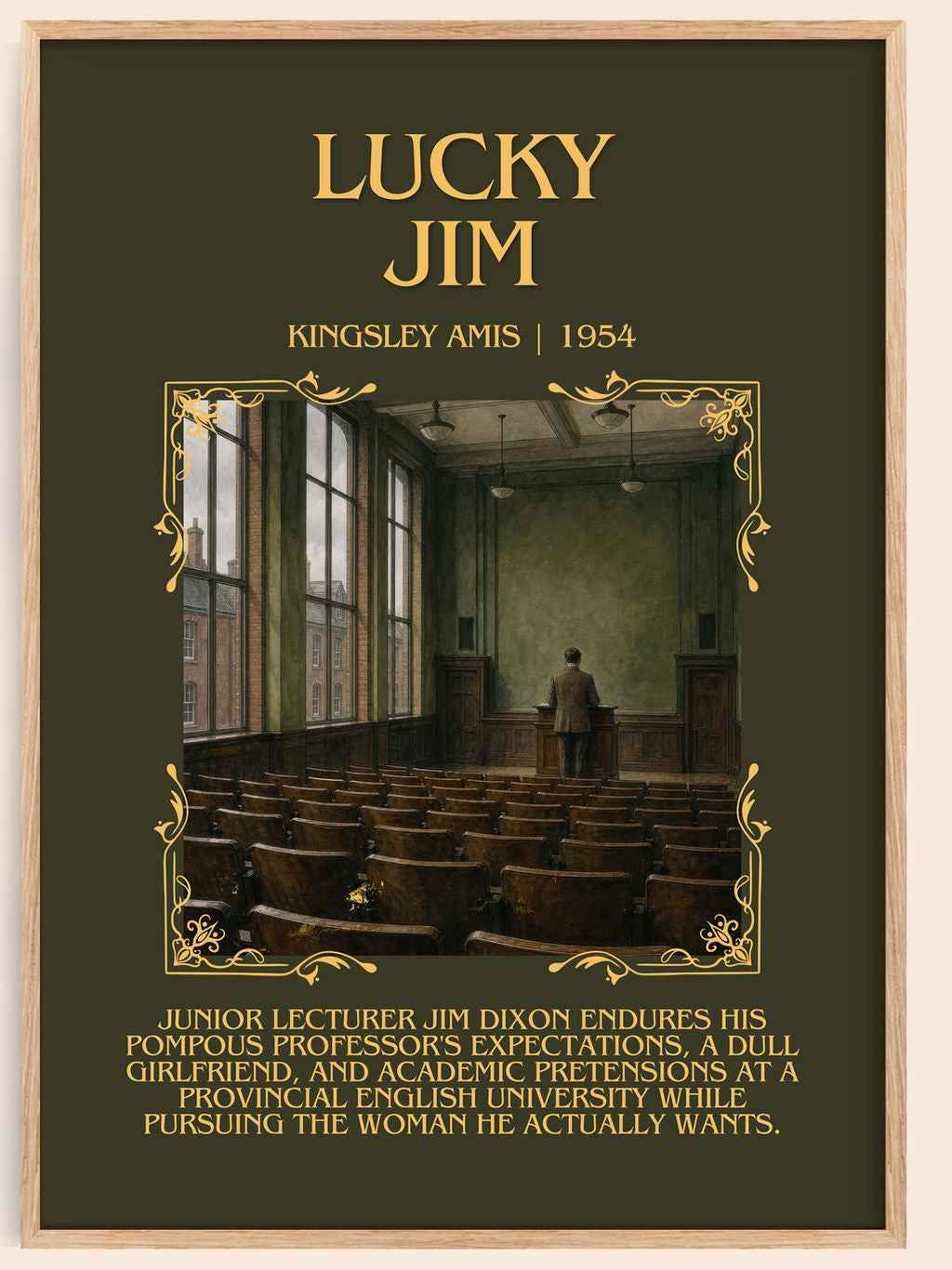 Lucky Jim Minimalist Book Poster by Kingsley Amis – book poster