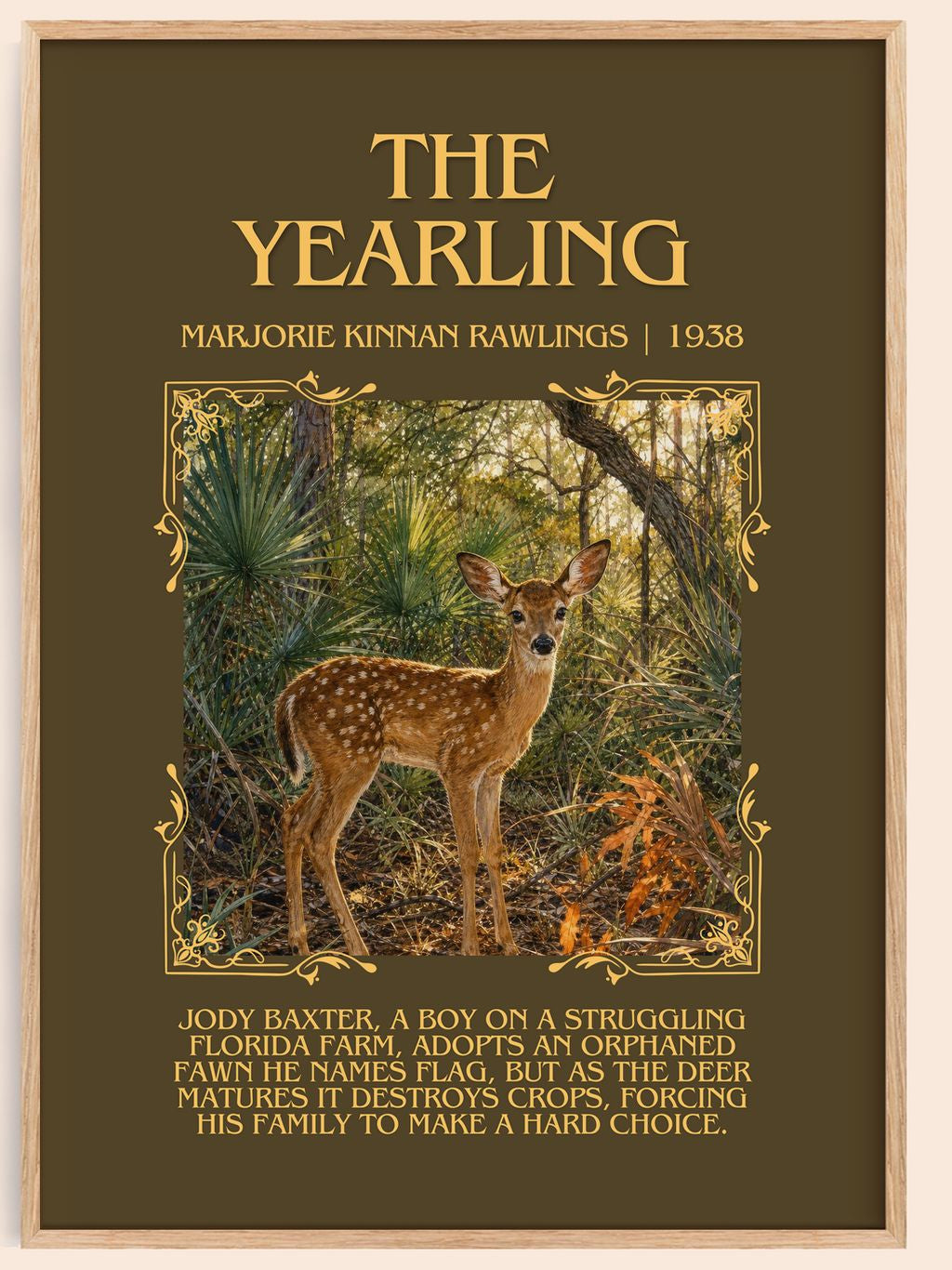 The Yearling Minimalist Book Poster by Marjorie Kinnan Rawlings – book poster
