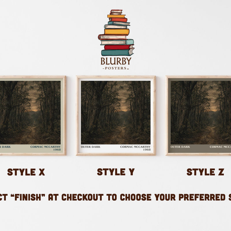 Outer Dark literary print in frame leaning in hallway – literary fiction wall art
