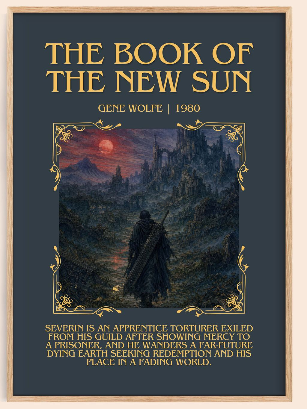The Book of the New Sun Minimalist Book Poster by Gene Wolfe – book poster