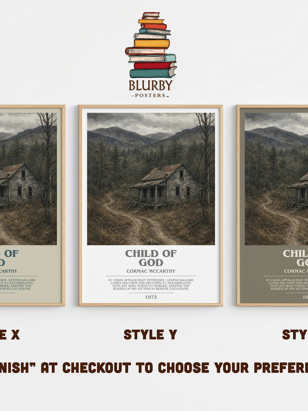 Child Of God bookish print in frame leaning in hallway – literary fiction wall art