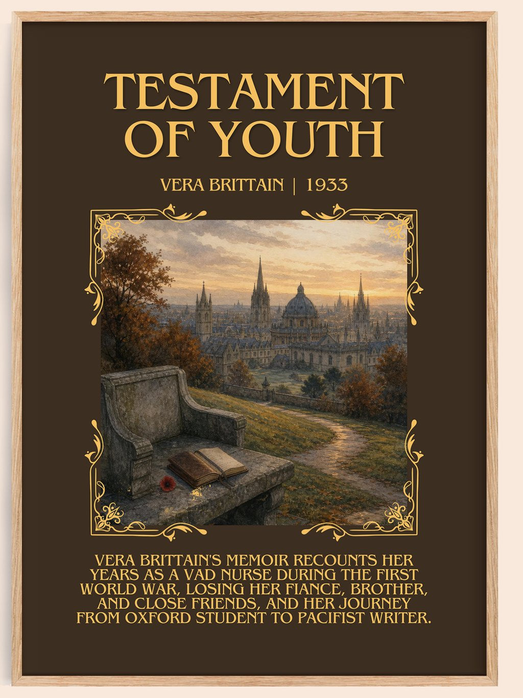 Testament Of Youth Minimalist Book Poster by Vera Brittain – book poster