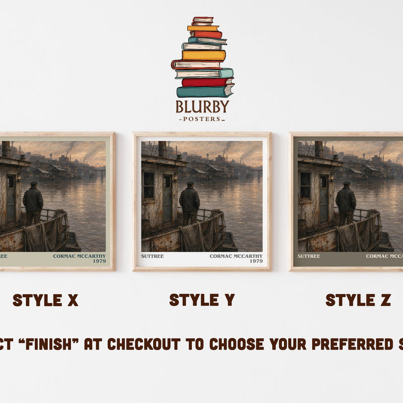 Suttree literary print in frame leaning in hallway – literary fiction wall art