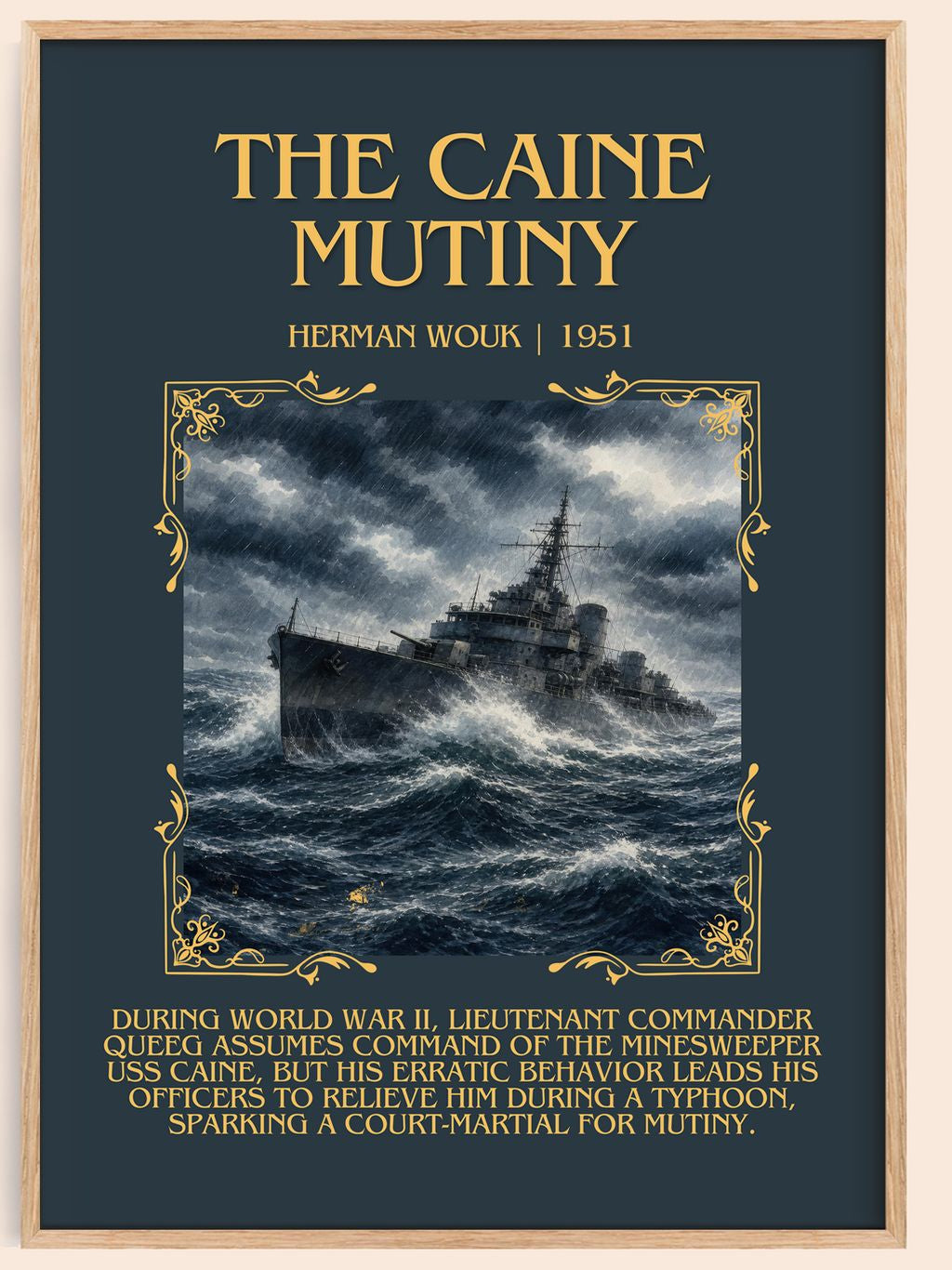 The Caine Mutiny Minimalist Book Poster by Herman Wouk – book poster