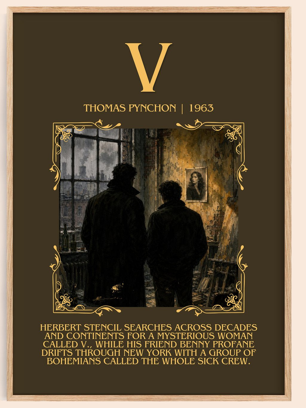 V Minimalist Book Poster by Thomas Pynchon – book poster