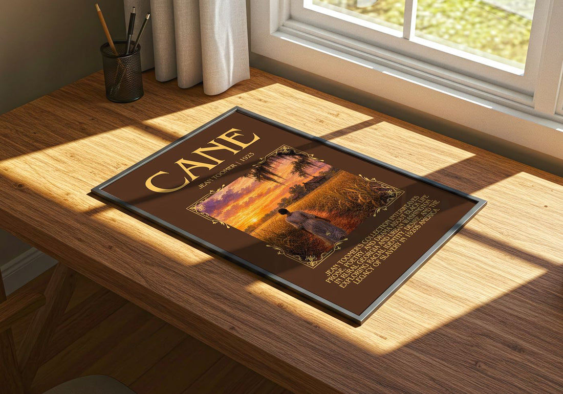 Cane Minimalist Book Poster by Jean Toomer – print on a sunlit desk
