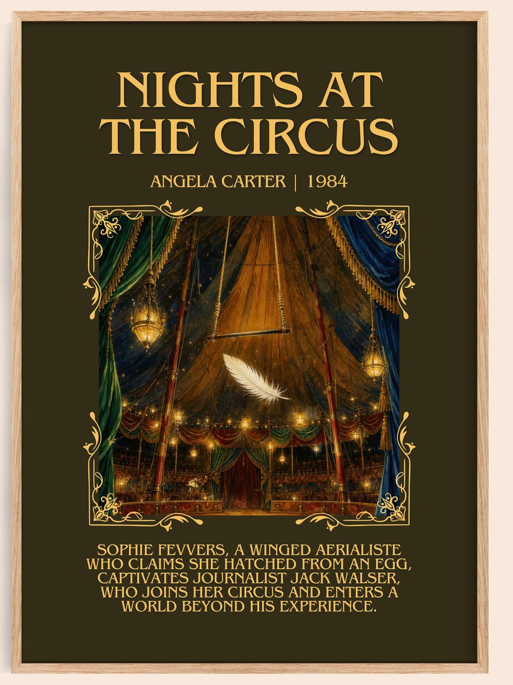 Nights At The Circus Minimalist Book Poster by Angela Carter – book poster