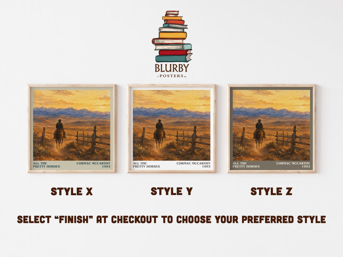 All The Pretty Horses literary print in frame leaning in hallway – coming of age wall art (mockup)