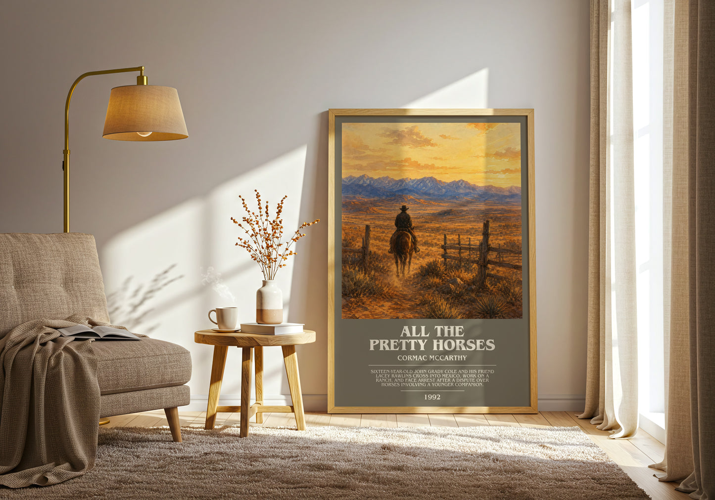 All The Pretty Horses bookish print on bookshelf – Cormac Mccarthy fan gift