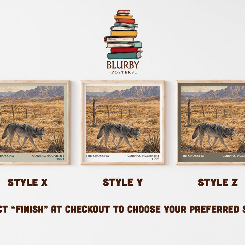 The Crossing literary print in frame leaning in hallway – literary fiction wall art