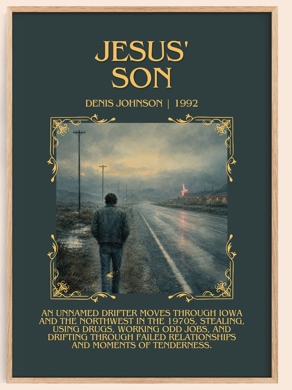 Jesus' Son Minimalist Book Poster by Denis Johnson – book poster