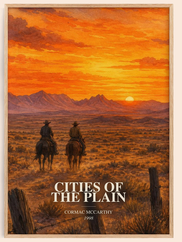 Cities Of The Plain watercolour book poster by Cormac Mccarthy – framed literary art print
