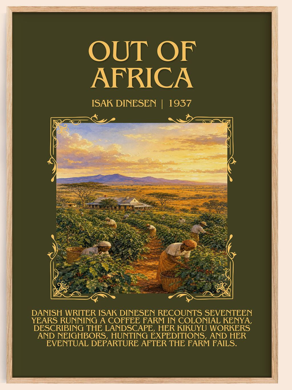 Out of Africa Minimalist Book Poster by Isak Dinesen – book poster