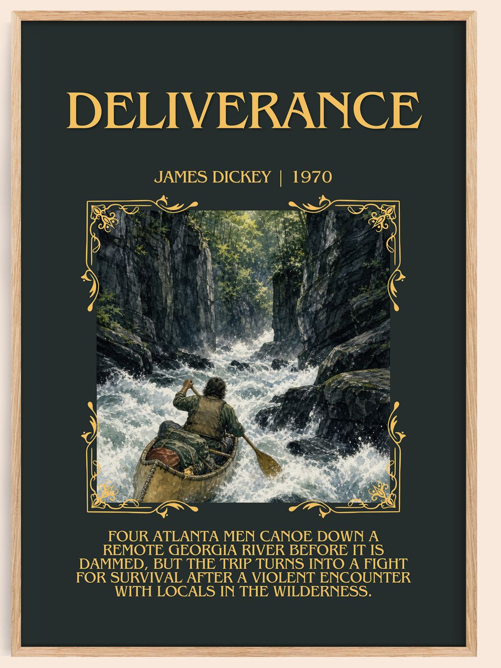 Deliverance Minimalist Book Poster by James Dickey – book poster