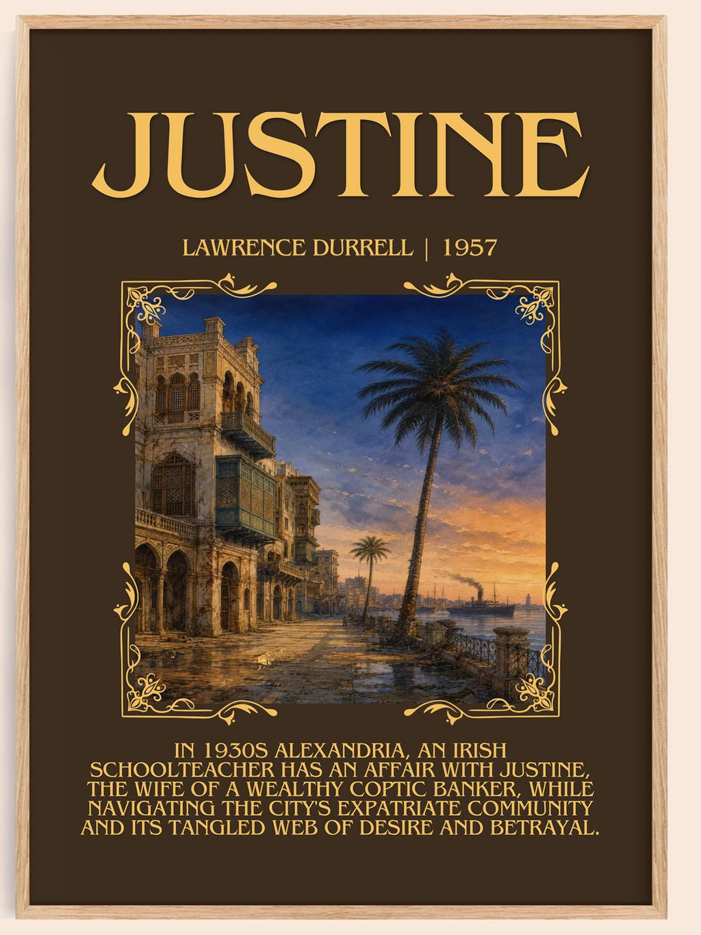 Justine Minimalist Book Poster by Lawrence Durrell – book poster