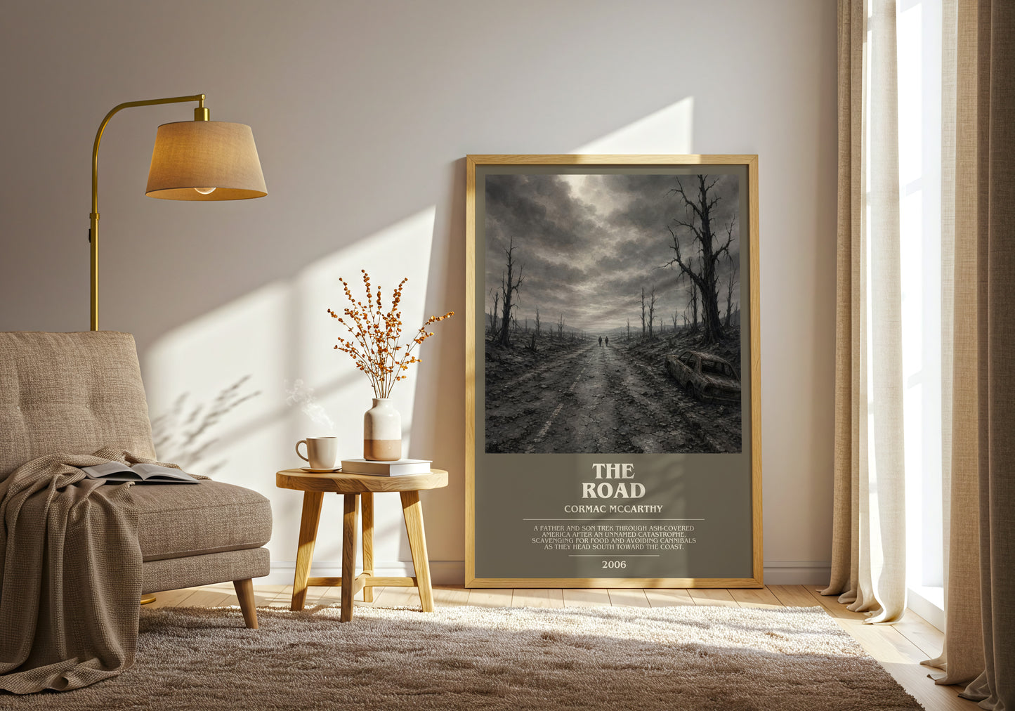 The Road bookish print on bookshelf – Cormac Mccarthy fan gift