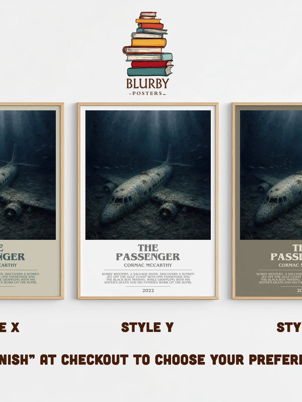 The Passenger bookish print in frame leaning in hallway – literary fiction wall art