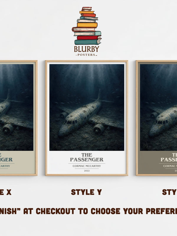 The Passenger book cover print in frame leaning in hallway – literary fiction wall art